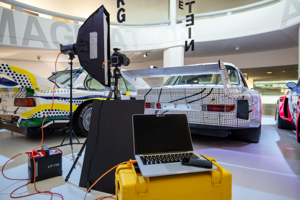 Behind the scenes of photoshoot with the BMW Art Car.